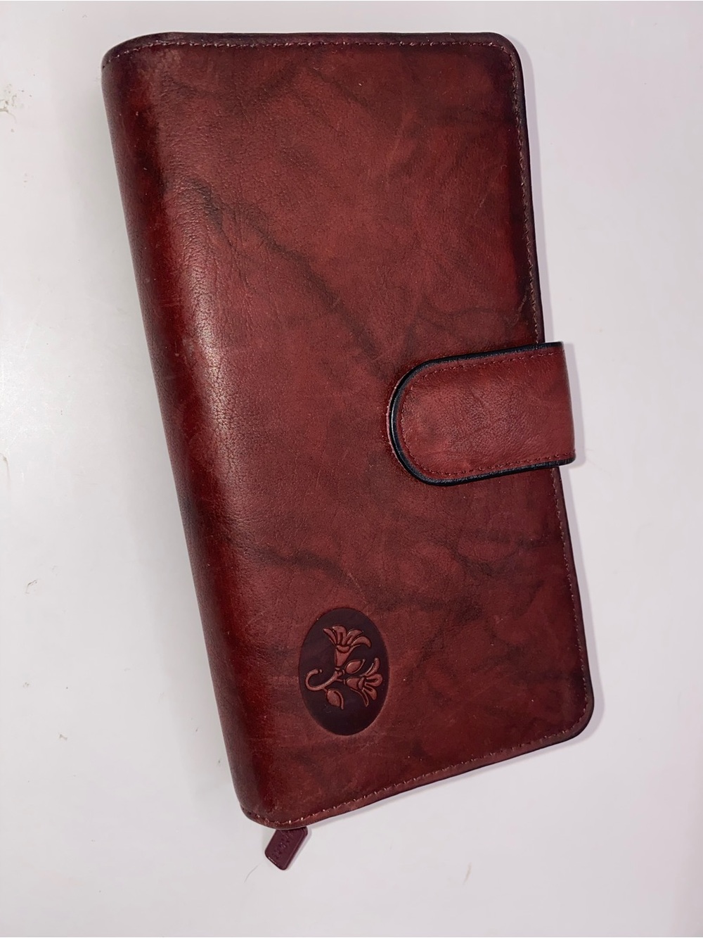 Buxton Burgundy Floral Embossed Leather Wallet